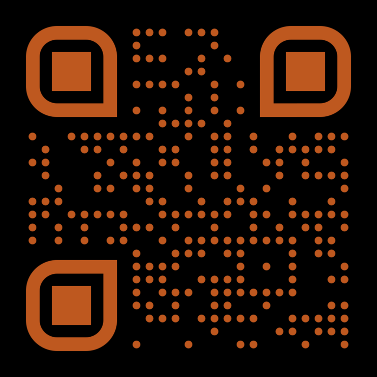 kunstbeat QR code with orange elements.